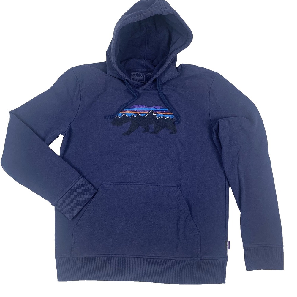 Patagonia Uprisal Hoody Fitz Roy Bear Graphic Navy Blue Men’s Sz M
